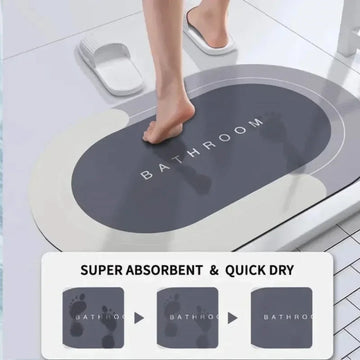 Waterproof Bathroom Mats Set | Quick-Dry Microfiber Comfort Mat with Decorative Designs