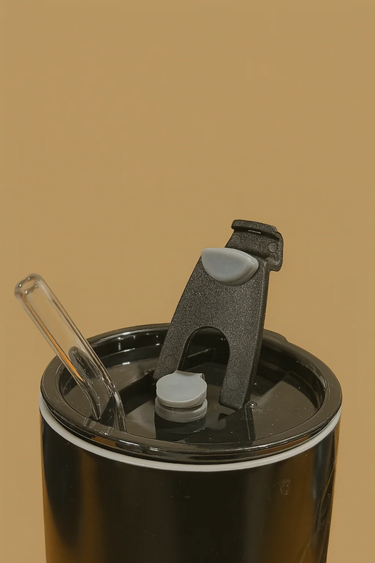 Premium Black Ceramic "King" Printed Coffee Mug with Lid and Stirrer