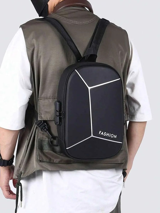Hard Sling Bag With USB Port & Password Lock | Polyester Backpack | Anti-Theft Backpacks | Chest Bags