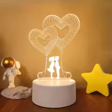 Romantic Love 3D Lamp Heart-shaped Balloon Acrylic LED