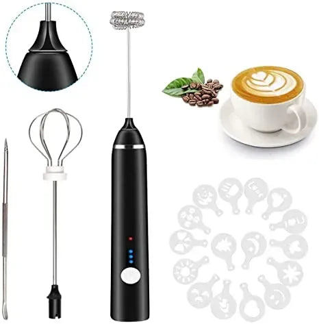 USB Rechargeable Coffee Beater  Foam Maker Electric Frother with 2 Stainless Whisks