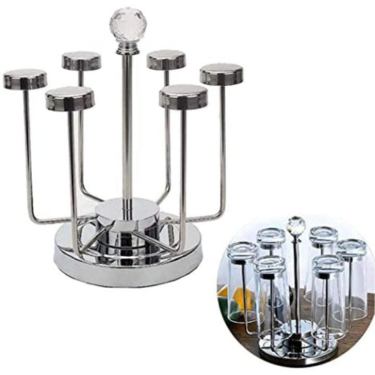 Cup Mug Glass Holder Rack Stainless Steel 6 Cups Drying Rack Stand