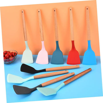 Wooden Handle Silicone Cooking Spatula Set Versatile Kitchen Utensils