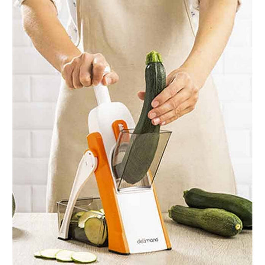 Vegetable Cutter with Collecting Basin, Vegetable Slicer, Ideal as Chip Cutter Multi Cutter Mandoline spring slicer cutter 5 in 1