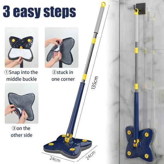 4 Sides Triangle Auto Squeeze Long Handle Mop