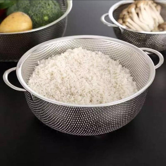 Stainless Steel Micro-Perforated Metal with Handle Strainer for Food Fruit Vegetable Pasta - Dishwasher