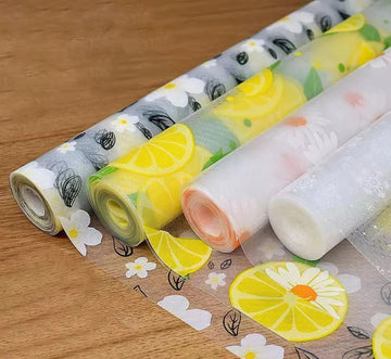 Fridge 1 Roll ( 45 x 125 cm ) Printed Shelf Drawer Liner – Cuttable EVA Cabinet Mat, Moisture-Proof & Oil-Proof Fridge, Cupboard, and Kitchen Placemat