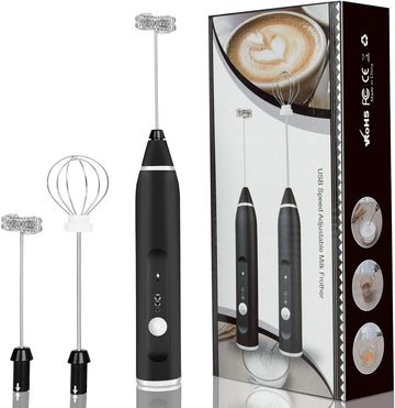USB Rechargeable Coffee Beater  Foam Maker Electric Frother with 2 Stainless Whisks