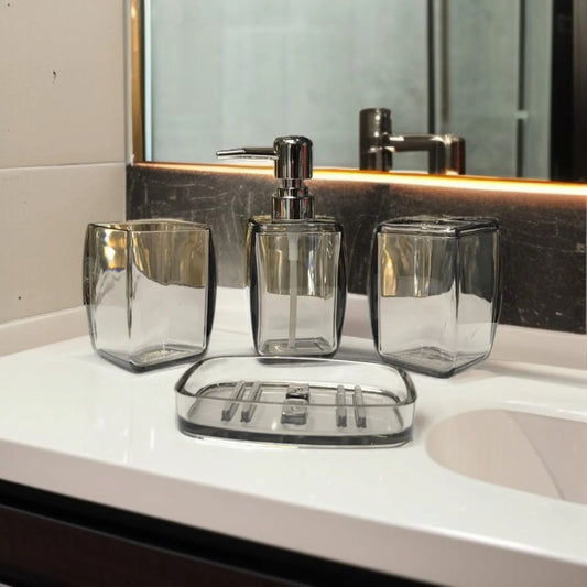 4 Pc Acrylic Bath Set -Black