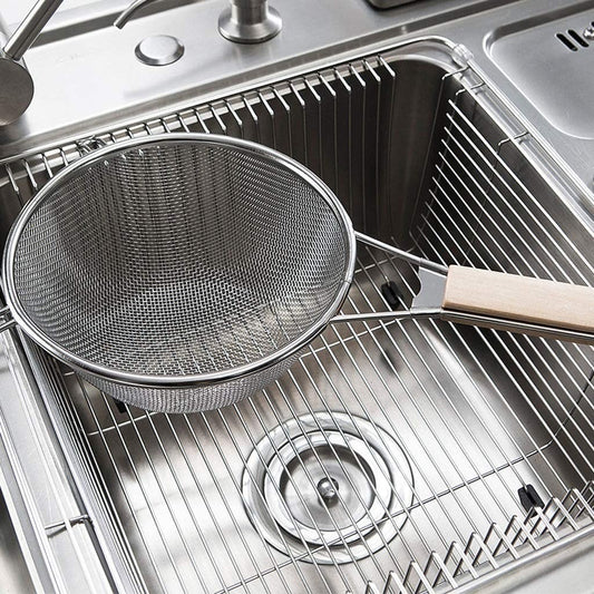 Wooden Handle Stainless Steel Deep Frying Mesh Strainer