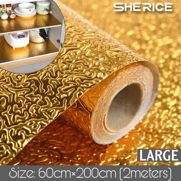 Self Adhesive Aluminium Foil Sticker Sheet Roll for Kitchen Silver/Golden - Oil Proof Waterproof Aluminium Sheet