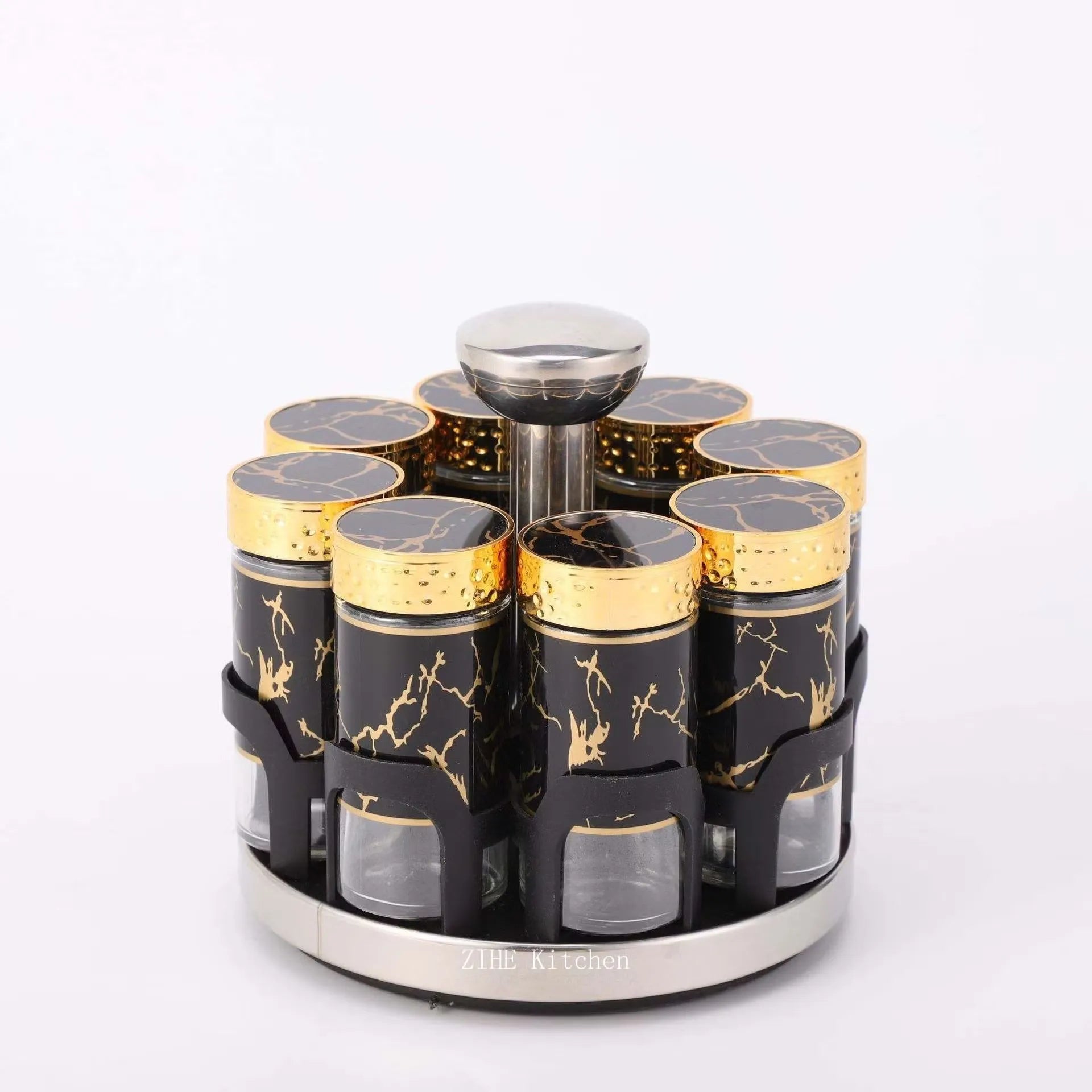 Multifunctional Rotating Glass Spice Bottle Home Kitchen Porous Spice Jar Storage Set
