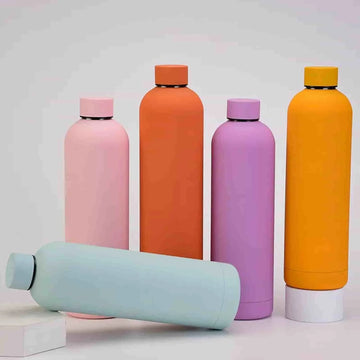 600ml Colourful Rubber Matte Double Wall Vacuum Insulated Water Bottle