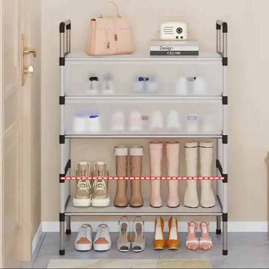5 layer Dustproof Shoe Rack Metal Pipes Shoes Cabinets Household Multilayer Detachable Space Saving Big Capacity Entrance Organise Shelf