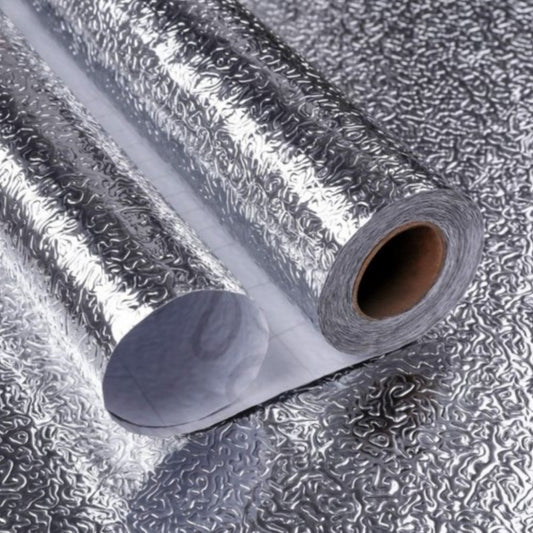 Self Adhesive Aluminium Foil Sticker Sheet Roll for Kitchen Silver/Golden - Oil Proof Waterproof Aluminium Sheet