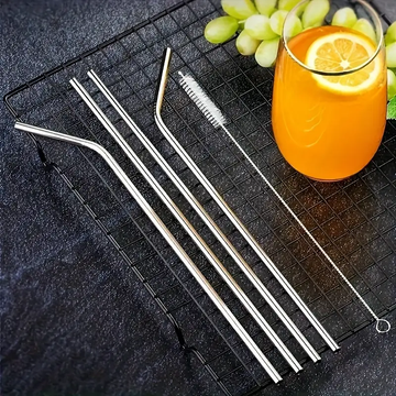 14AM Steel Straws + Straw Cleaning Brush | Straws for Drinking Juice | Metal Straw | Eco Friendly Products | Stainless Steel Straw | Strow | Straw for Kids |